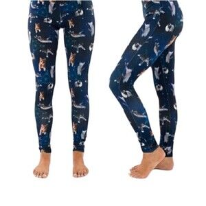 Tipsy Elves Women's Medium Cosmic Cat Leggings - Space Galaxy Kitten Print